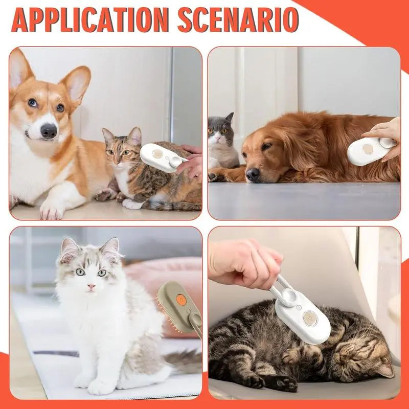 Pet Steam Brush,Cat & Dog Hair Remover, Adjustable Pet Hair Remover,Pet Steamy Mist,Steam Pet Brush for Pet Hair 4-IN-1 Steamy Cat Brush Grooming Comb for Dogs Steam Brush for Cats Remove Flying Fur Steam Advanced Pet Hair Removal Comb Pet Pal Brush