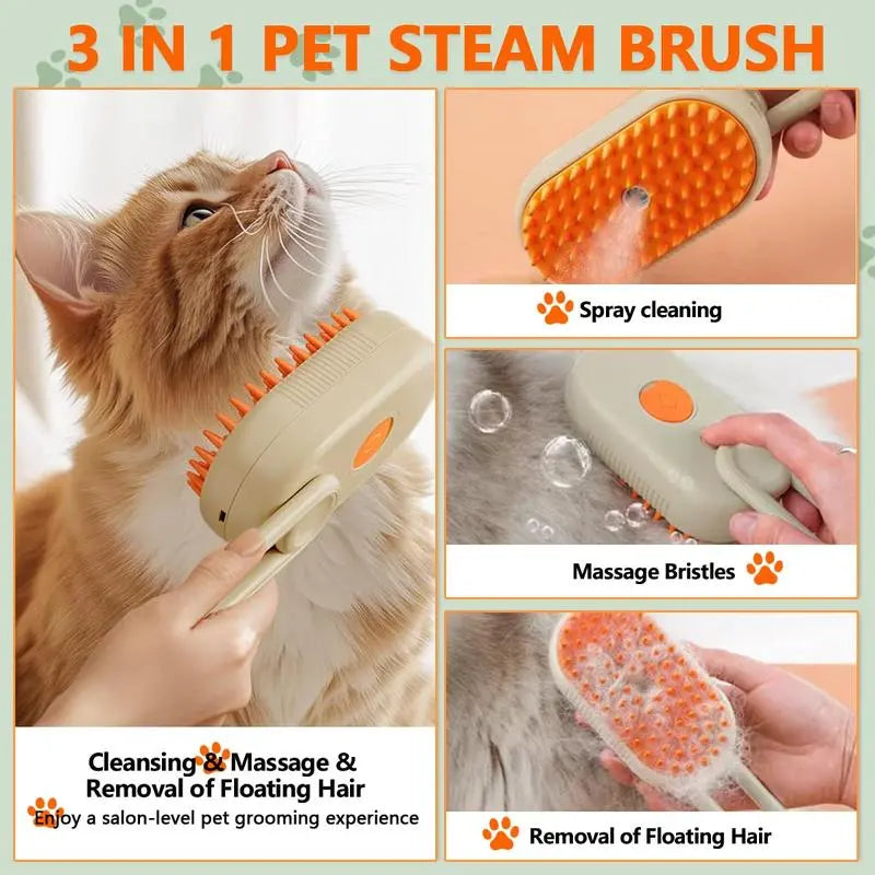 Pet Steam Brush,Cat & Dog Hair Remover, Adjustable Pet Hair Remover,Pet Steamy Mist,Steam Pet Brush for Pet Hair 4-IN-1 Steamy Cat Brush Grooming Comb for Dogs Steam Brush for Cats Remove Flying Fur Steam Advanced Pet Hair Removal Comb Pet Pal Brush