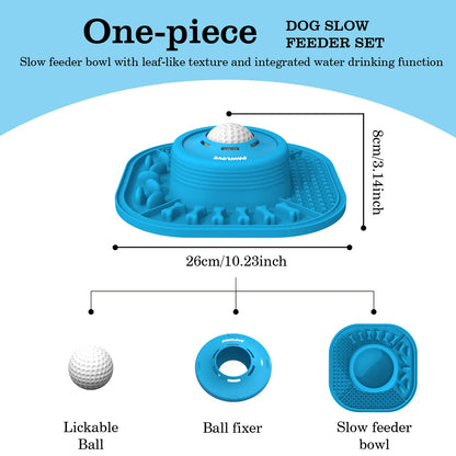 Pawlove Dog Slow Feeder Bowl - Anti-Slip Ball-In Design, 3/4 Cup Capacity Neater Feeder, Food-Grade, Ball Movement Curbs Splash Mess, Prevents Spill, Dishwasher Safe for Liquid Treats, Bone Broth, Anxiety Relief, Post-Op Use | Pet Supplies, Licking Bowl