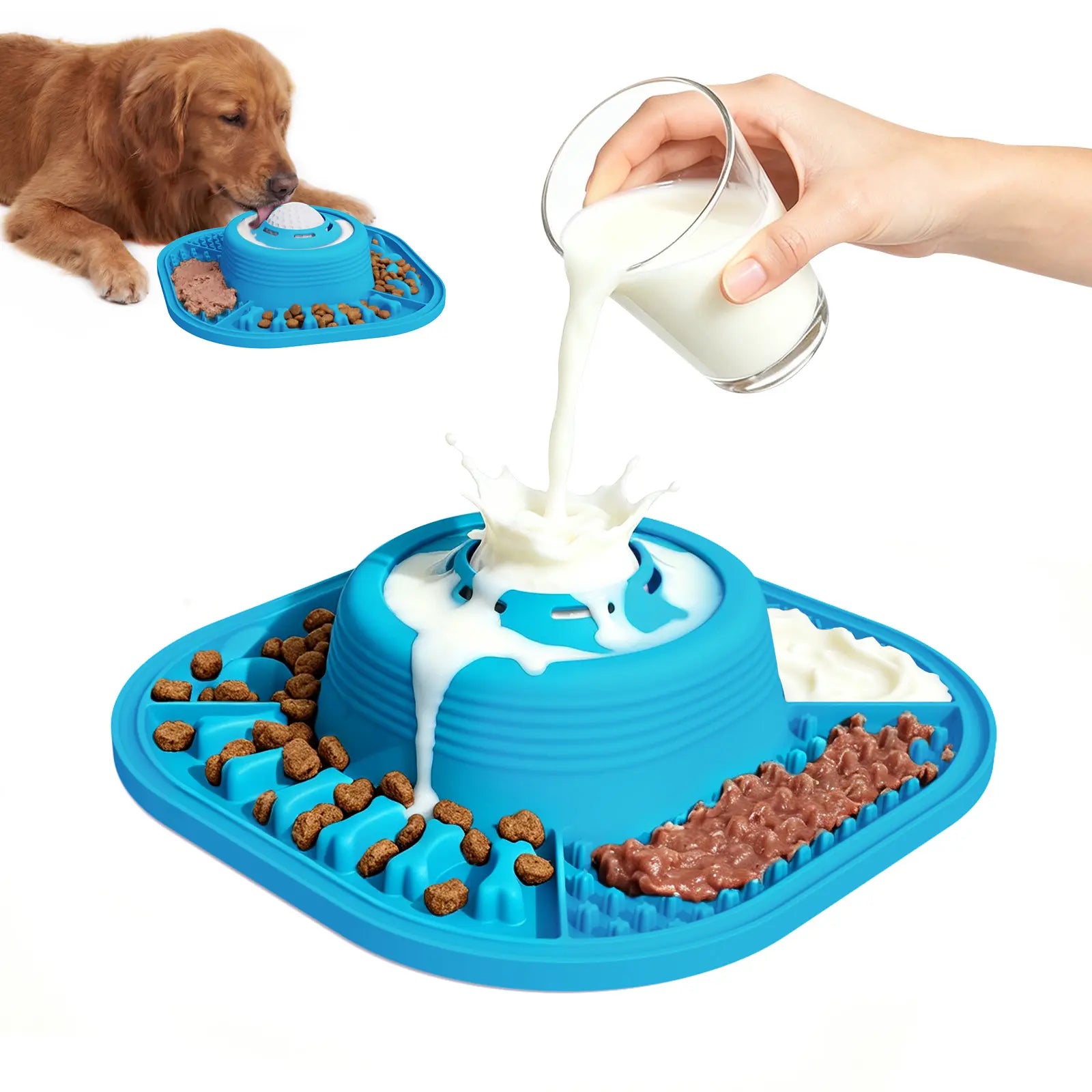 Pawlove Dog Slow Feeder Bowl - Anti-Slip Ball-In Design, 3/4 Cup Capacity Neater Feeder, Food-Grade, Ball Movement Curbs Splash Mess, Prevents Spill, Dishwasher Safe for Liquid Treats, Bone Broth, Anxiety Relief, Post-Op Use | Pet Supplies, Licking Bowl