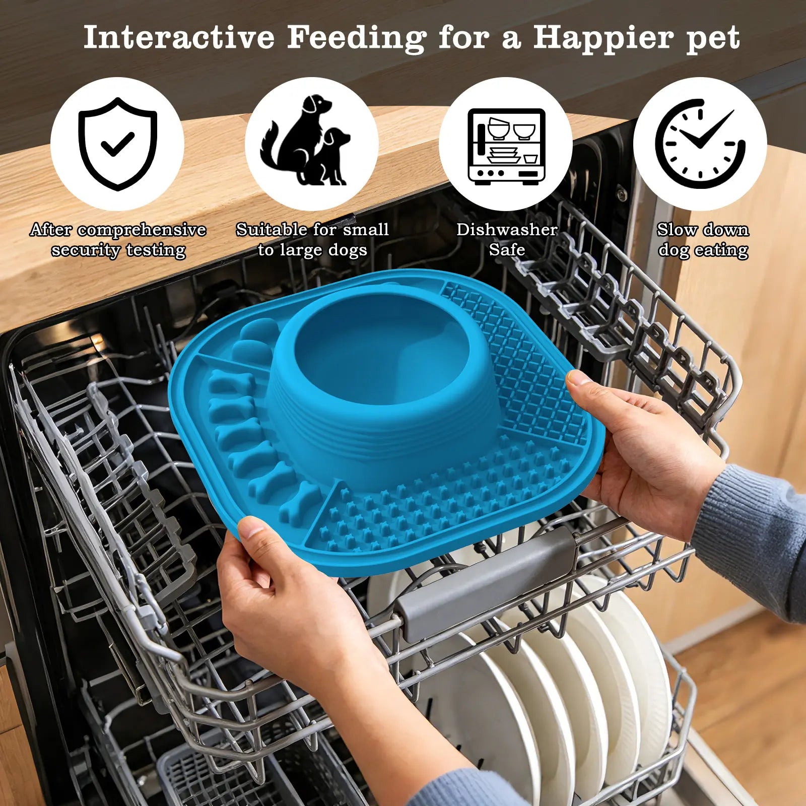 Pawlove Dog Slow Feeder Bowl - Anti-Slip Ball-In Design, 3/4 Cup Capacity Neater Feeder, Food-Grade, Ball Movement Curbs Splash Mess, Prevents Spill, Dishwasher Safe for Liquid Treats, Bone Broth, Anxiety Relief, Post-Op Use | Pet Supplies, Licking Bowl