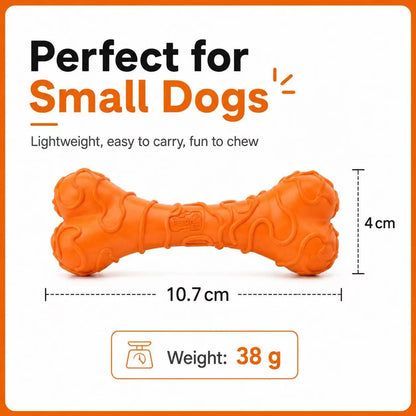 Small Dog Textured Rubber Chew Bone Toy Durable Dental Chewy for Teeth Cleaning Interactive Puppy Play Orange, Bone Stick Chew Toys