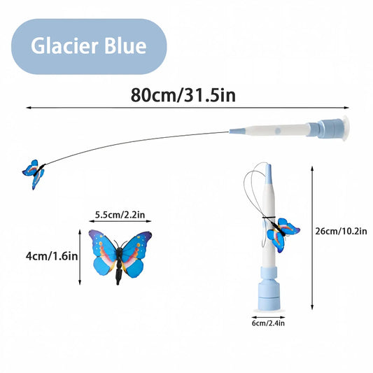 Interactive Cat Toy – Automatic Butterfly Toy with 360° Spin & Random Jump, USB Rechargeable, Dual Play Modes (Self-Play + Handheld), Strong Suction Cup Base – Perfect for Indoor Cats & Kittens Wand