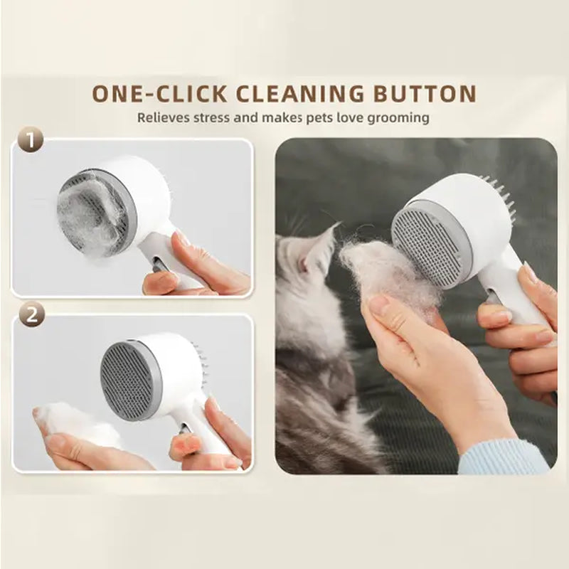 Fresh Fur 2-in-1 Pet Steam Brush and Spray Hair Removal Comb for Cats and Dogs - Deshedding and Grooming Tool