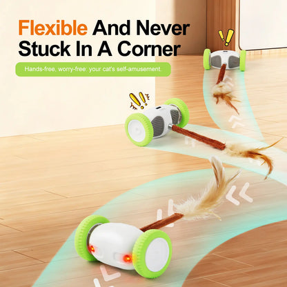 Auto-Steering Smart Cat Toy,Glowing Night-Play LED With,Fluttering Feather,180° Flip and Anti-Stuck Technology,Intelligent Path Routing,Touch-Activated Self-Moving Toy, Long Battery Life and Safe Textures,Suitable for All Cat Breeds and Ages, Led Lighting