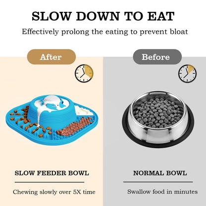 Pawlove Dog Slow Feeder Bowl - Anti-Slip Ball-In Design, 3/4 Cup Capacity Neater Feeder, Food-Grade, Ball Movement Curbs Splash Mess, Prevents Spill, Dishwasher Safe for Liquid Treats, Bone Broth, Anxiety Relief, Post-Op Use | Pet Supplies, Licking Bowl