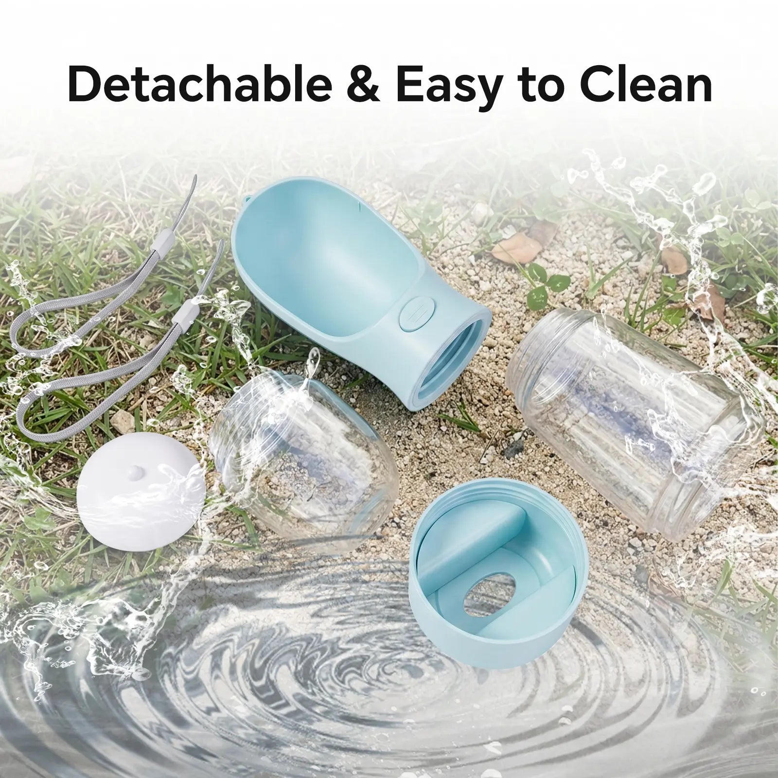 Portable 3-in-1 Dog Water Bottle with Food Container and Built-In Waste Bag Dispenser - Leak-Proof Travel Cup for Walking and Hiking (29cm x 7.5cm)