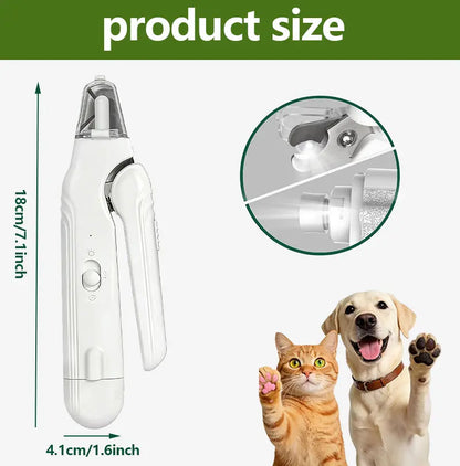 2-In-1 LED Steel & ABS Dog Nail Clipper & Grinder Combo, Safe Trim Paw Trimmer, Quiet Low-Vibration, Sharp Blades, USB Rechargeable Pet Grooming Tool with Polishing for Dogs & Cats Home Use