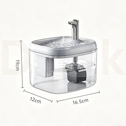 1.5L USB Cat Water Fountain, Automatic Pet Drinking Dispenser with Filter, Transparent Gray Circulating Fresh Water Bowl for Cats & Small Dogs