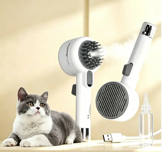 Fresh Fur 2-in-1 Pet Steam Brush and Spray Hair Removal Comb for Cats and Dogs - Deshedding and Grooming Tool
