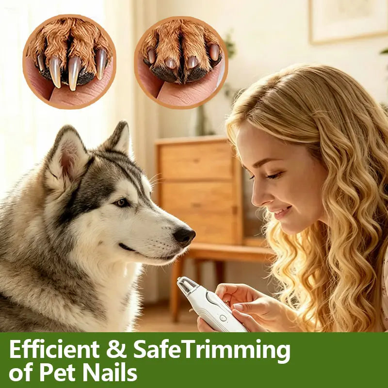 2-In-1 LED Steel & ABS Dog Nail Clipper & Grinder Combo, Safe Trim Paw Trimmer, Quiet Low-Vibration, Sharp Blades, USB Rechargeable Pet Grooming Tool with Polishing for Dogs & Cats Home Use
