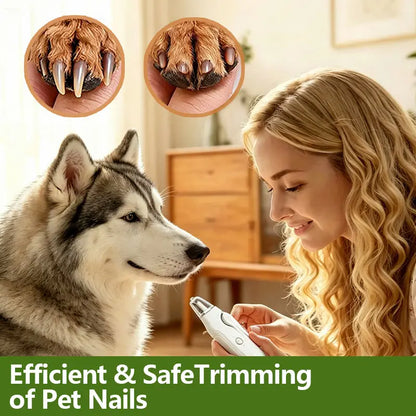 2-In-1 LED Steel & ABS Dog Nail Clipper & Grinder Combo, Safe Trim Paw Trimmer, Quiet Low-Vibration, Sharp Blades, USB Rechargeable Pet Grooming Tool with Polishing for Dogs & Cats Home Use