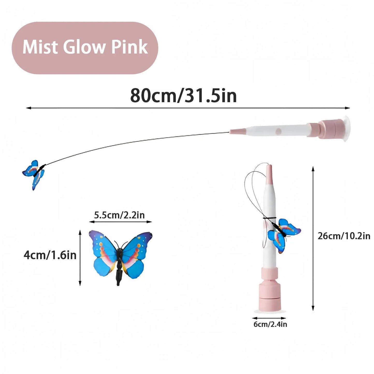 Interactive Cat Toy – Automatic Butterfly Toy with 360° Spin & Random Jump, USB Rechargeable, Dual Play Modes (Self-Play + Handheld), Strong Suction Cup Base – Perfect for Indoor Cats & Kittens Wand