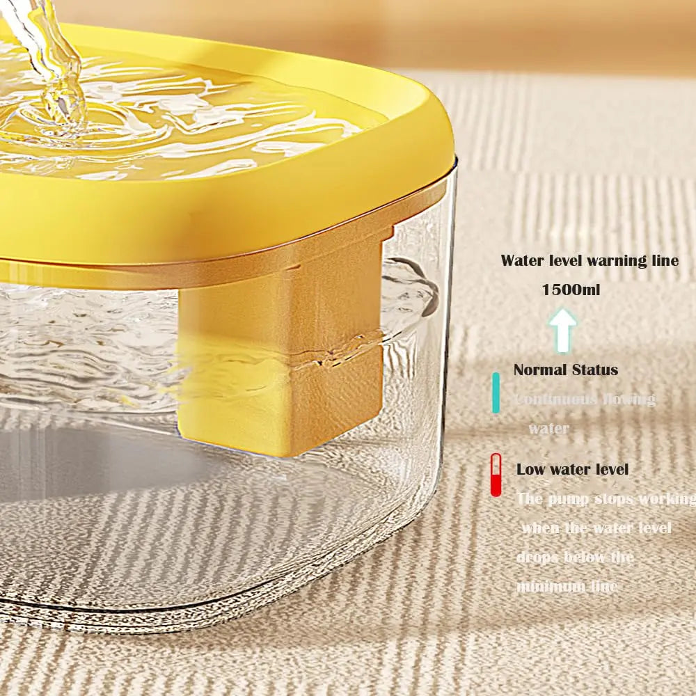 1.5L USB Cat Water Fountain, Automatic Pet Drinking Dispenser with Filter, Transparent Gray Circulating Fresh Water Bowl for Cats & Small Dogs