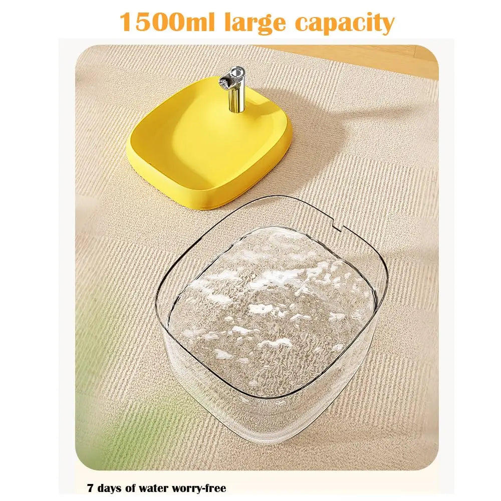 1.5L USB Cat Water Fountain, Automatic Pet Drinking Dispenser with Filter, Transparent Gray Circulating Fresh Water Bowl for Cats & Small Dogs