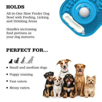 Pawlove Dog Slow Feeder Bowl - Anti-Slip Ball-In Design, 3/4 Cup Capacity Neater Feeder, Food-Grade, Ball Movement Curbs Splash Mess, Prevents Spill, Dishwasher Safe for Liquid Treats, Bone Broth, Anxiety Relief, Post-Op Use | Pet Supplies, Licking Bowl